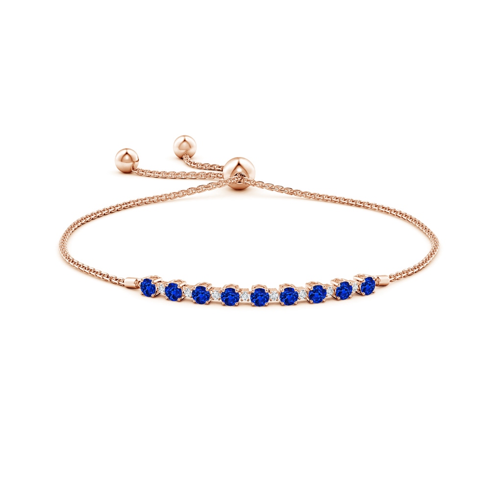 3mm AAAA Sapphire and Diamond Tennis Bolo Bracelet in Rose Gold - Side 199