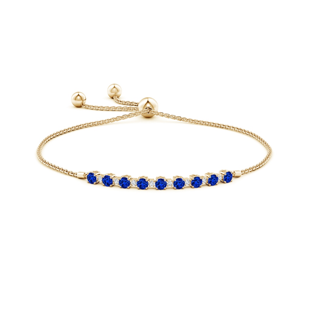 3mm AAAA Sapphire and Diamond Tennis Bolo Bracelet in Yellow Gold - Side 199