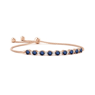 4mm AA Sapphire and Diamond Tennis Bolo Bracelet in 9K Rose Gold