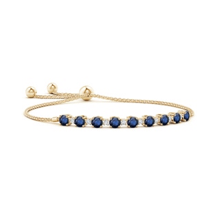 4mm AA Sapphire and Diamond Tennis Bolo Bracelet in 9K Yellow Gold