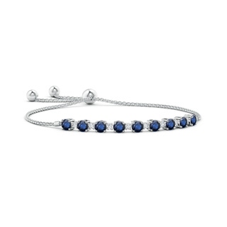4mm AA Sapphire and Diamond Tennis Bolo Bracelet in White Gold