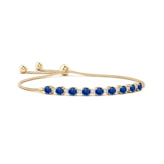 4mm AAA Sapphire and Diamond Tennis Bolo Bracelet in 10K Yellow Gold