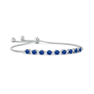 4mm AAA Sapphire and Diamond Tennis Bolo Bracelet in White Gold