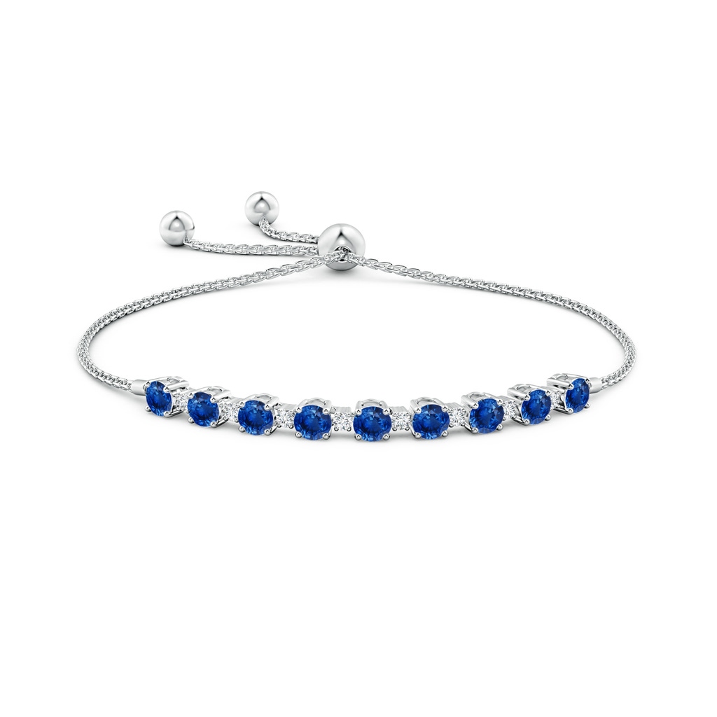 4mm AAA Sapphire and Diamond Tennis Bolo Bracelet in White Gold Side 199