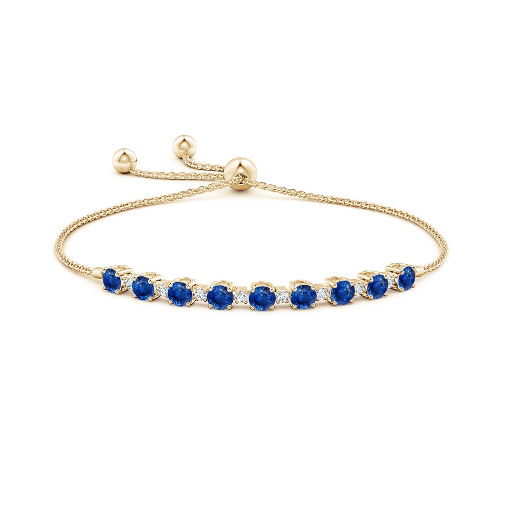4mm AAA Sapphire and Diamond Tennis Bolo Bracelet in Yellow Gold Side 199