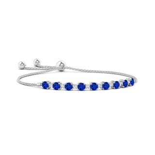 4mm AAAA Sapphire and Diamond Tennis Bolo Bracelet in White Gold
