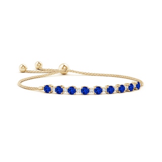 4mm AAAA Sapphire and Diamond Tennis Bolo Bracelet in Yellow Gold
