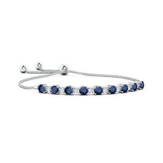 5mm AA Sapphire and Diamond Tennis Bolo Bracelet in White Gold