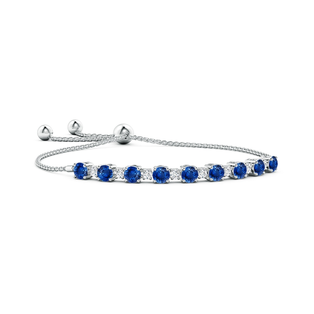 5mm AAA Sapphire and Diamond Tennis Bolo Bracelet in White Gold