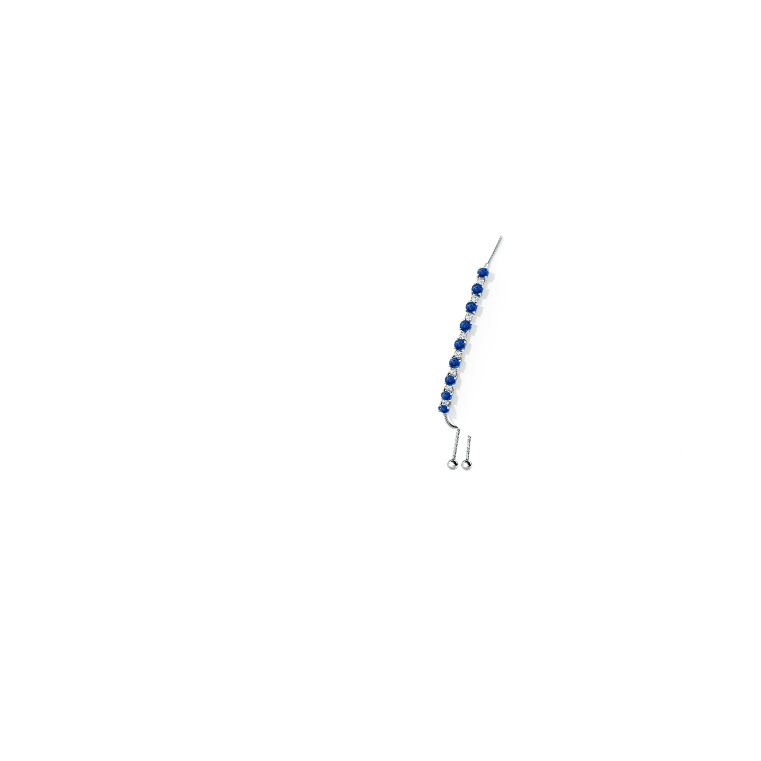 5mm AAA Sapphire and Diamond Tennis Bolo Bracelet in White Gold - body_arm