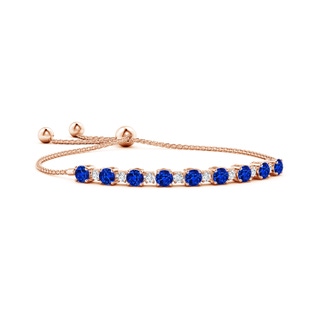 5mm AAAA Sapphire and Diamond Tennis Bolo Bracelet in 10K Rose Gold