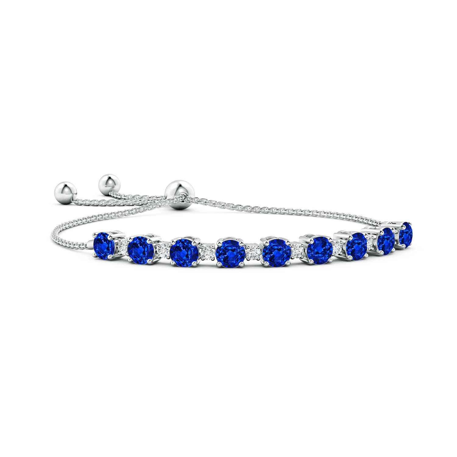 6mm AAAA Sapphire and Diamond Tennis Bolo Bracelet in White Gold