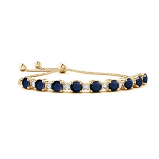 7mm A Sapphire and Diamond Tennis Bolo Bracelet in 9K Yellow Gold