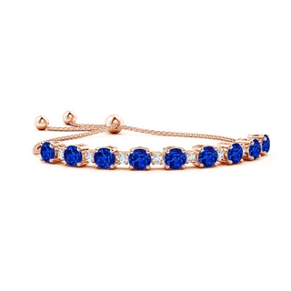 7mm Lab-Grown Sapphire and Diamond Tennis Bolo Bracelet in 10K Rose Gold