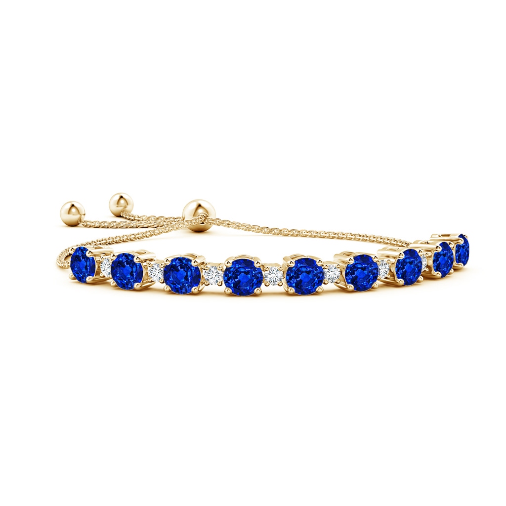 7mm AAAA Sapphire and Diamond Tennis Bolo Bracelet in 10K Yellow Gold