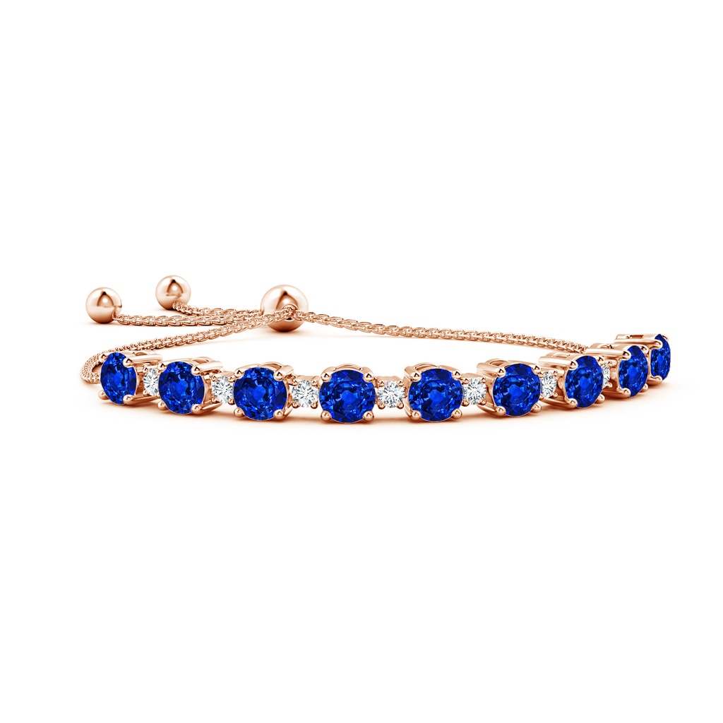 7mm AAAA Sapphire and Diamond Tennis Bolo Bracelet in Rose Gold