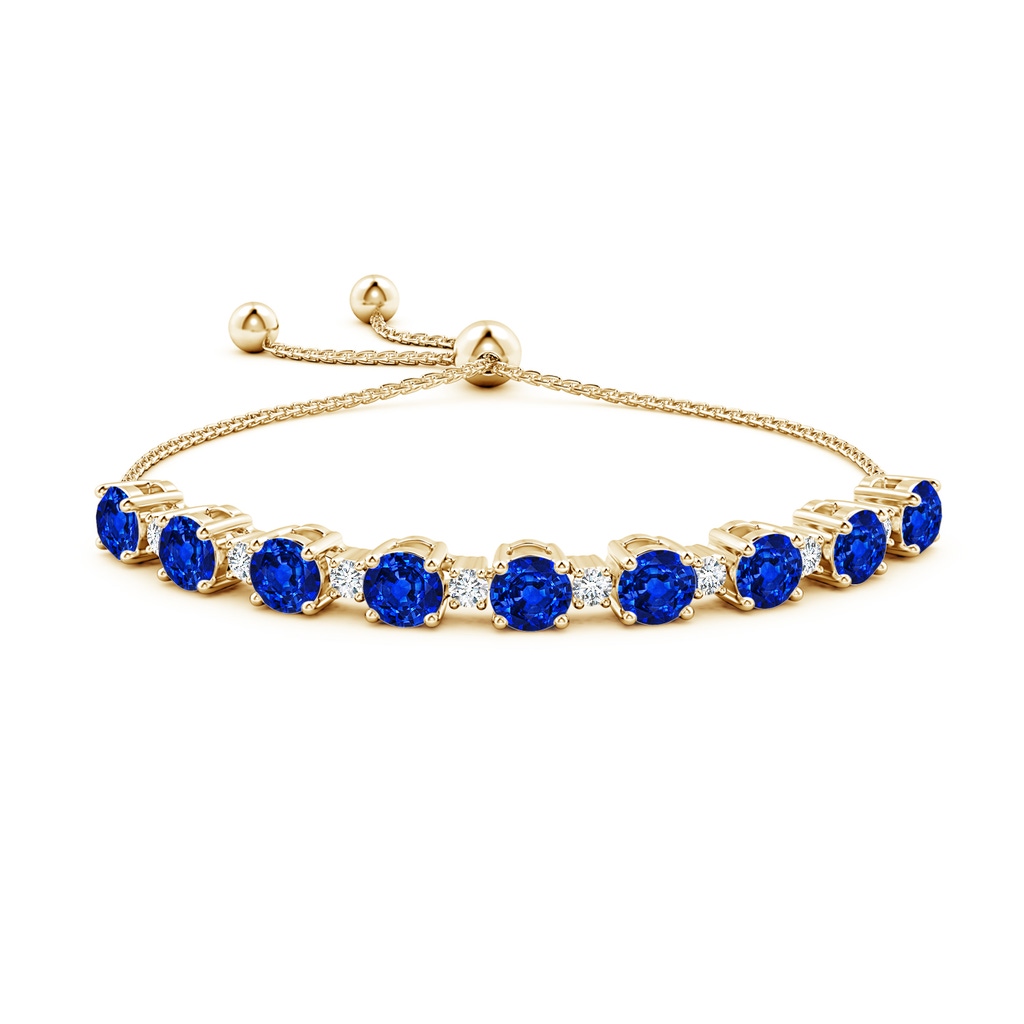 7mm AAAA Sapphire and Diamond Tennis Bolo Bracelet in Yellow Gold Side 199