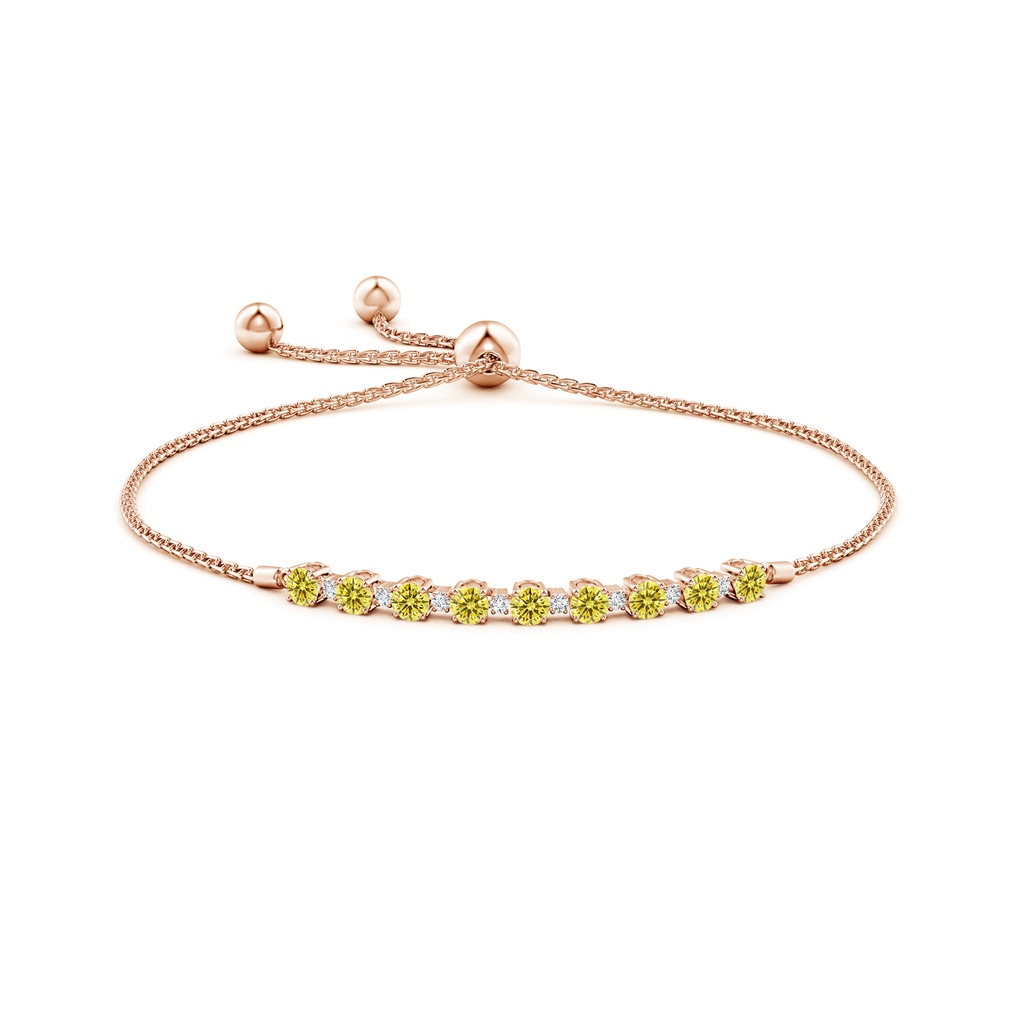 3mm AAAA Fancy Intense Yellow and White Diamond Tennis Bolo Bracelet in Rose Gold - side 199