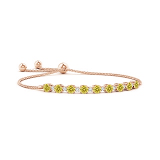 4mm AAAA Fancy Intense Yellow and White Diamond Tennis Bolo Bracelet in Rose Gold