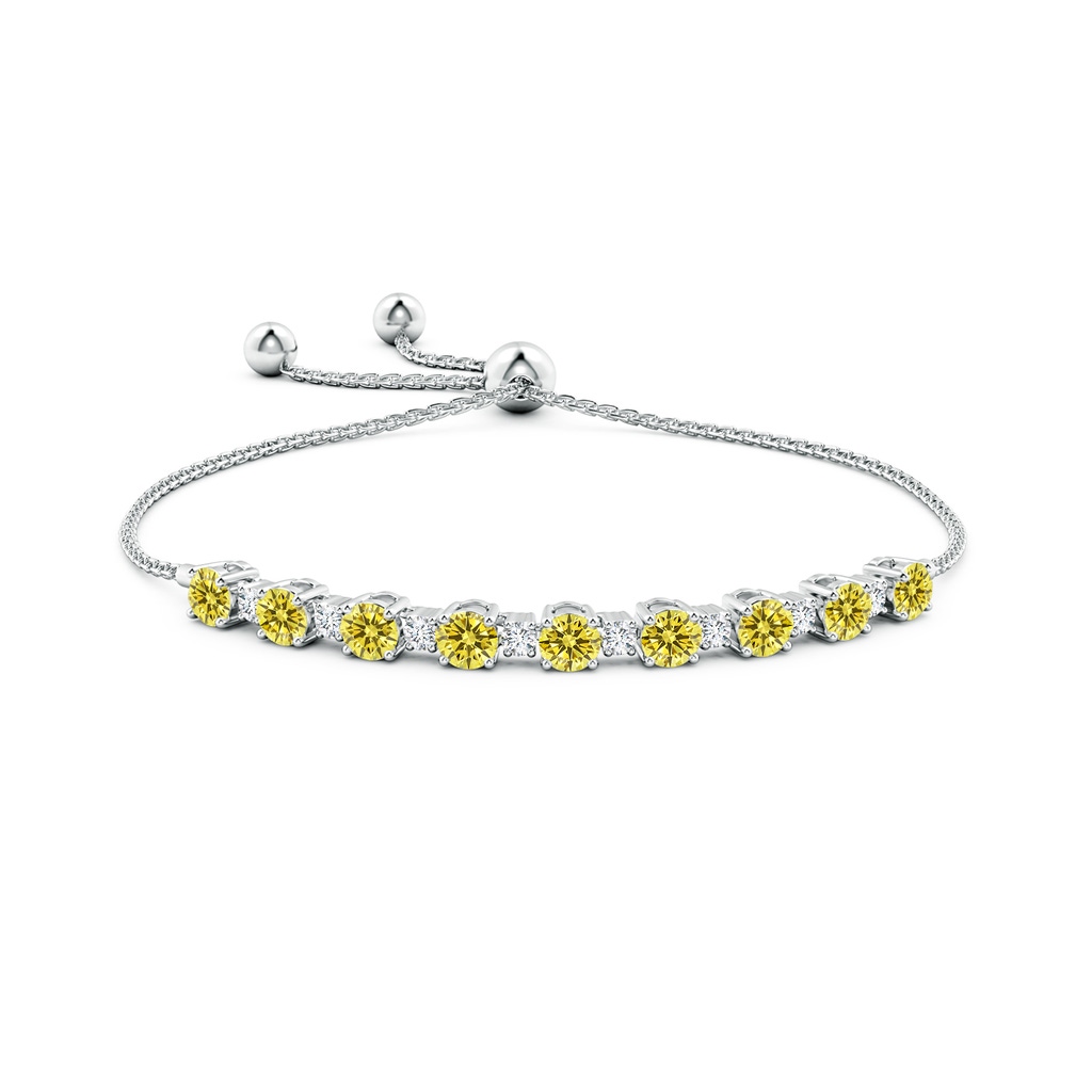 5mm AAAA Fancy Intense Yellow and White Diamond Tennis Bolo Bracelet in White Gold - side 199