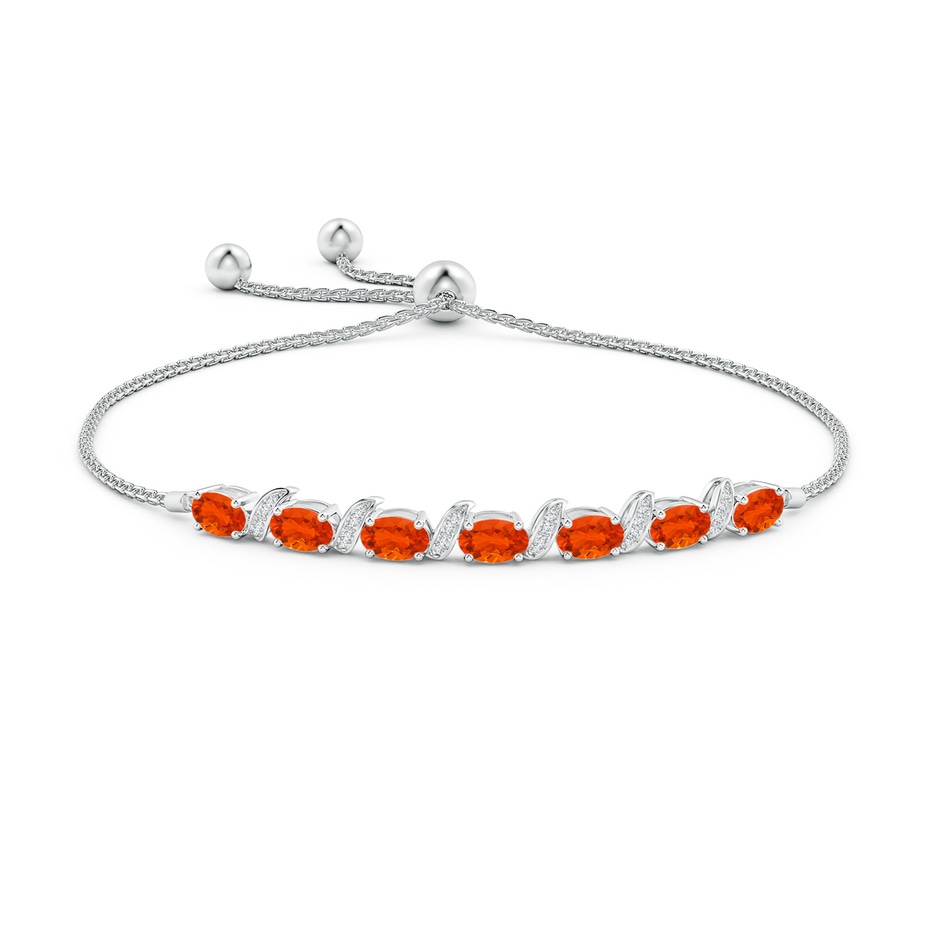 6x4mm AAA Oval Fire Opal Bolo Bracelet with Pave-Set Diamonds in White Gold side-1