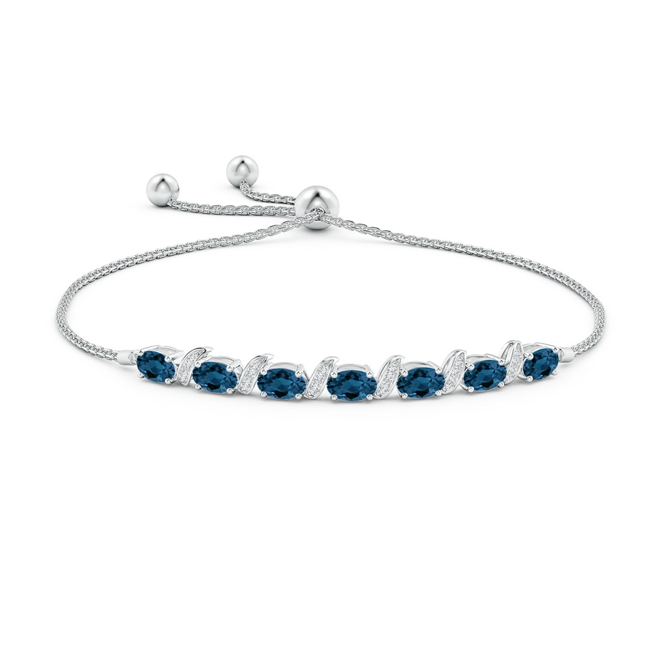 6x4mm AAA Oval London Blue Topaz Bolo Bracelet with Pave-Set Diamonds in White Gold side-1