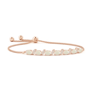 6x4mm A Oval Opal Bolo Bracelet with Pave-Set Diamonds in Rose Gold