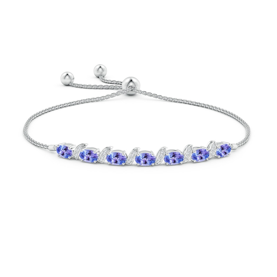 6x4mm AAA Oval Tanzanite Bolo Bracelet with Pave-Set Diamonds in White Gold side-1