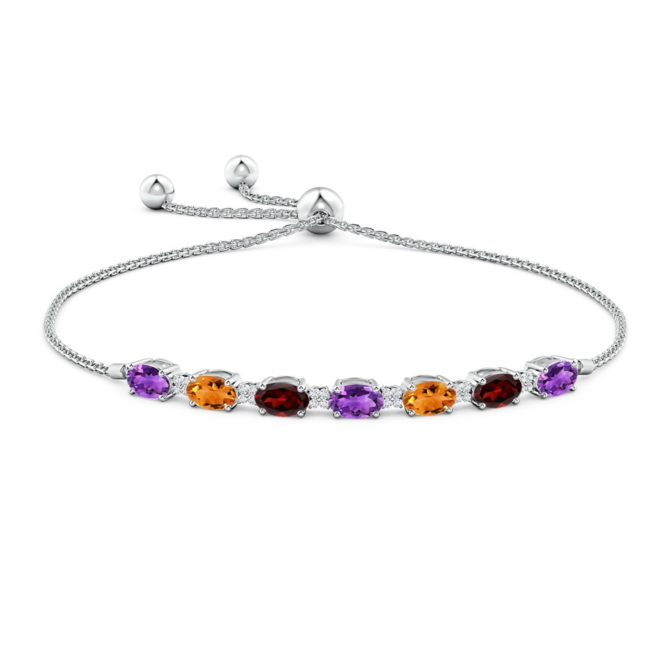 6x4mm AAA Oval Amethyst Bolo Bracelet with Citrine and Garnet in White Gold side-1