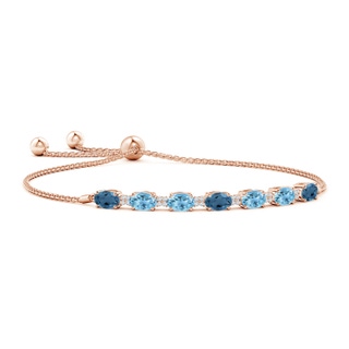 6x4mm A Oval London and Swiss Blue Topaz Bolo Bracelet in Rose Gold