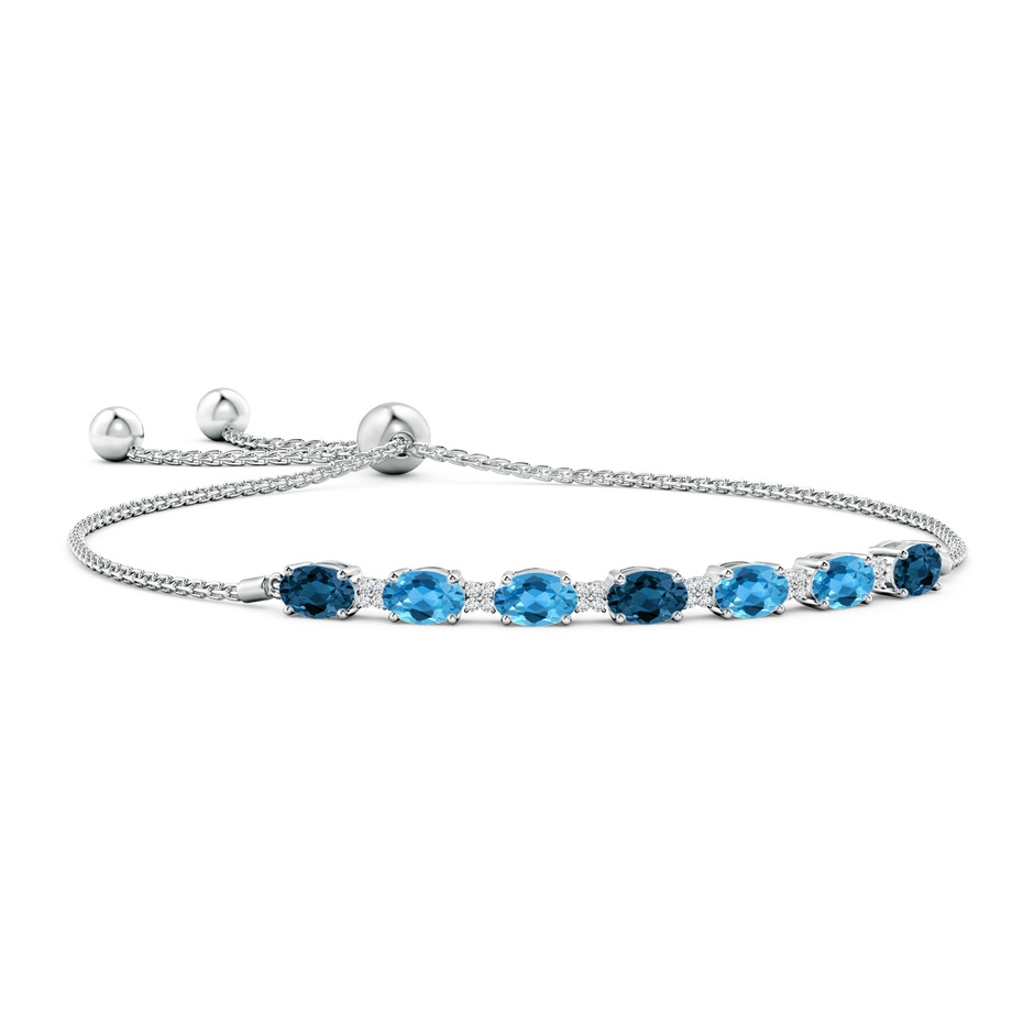 6x4mm AAA Oval London and Swiss Blue Topaz Bolo Bracelet in White Gold 