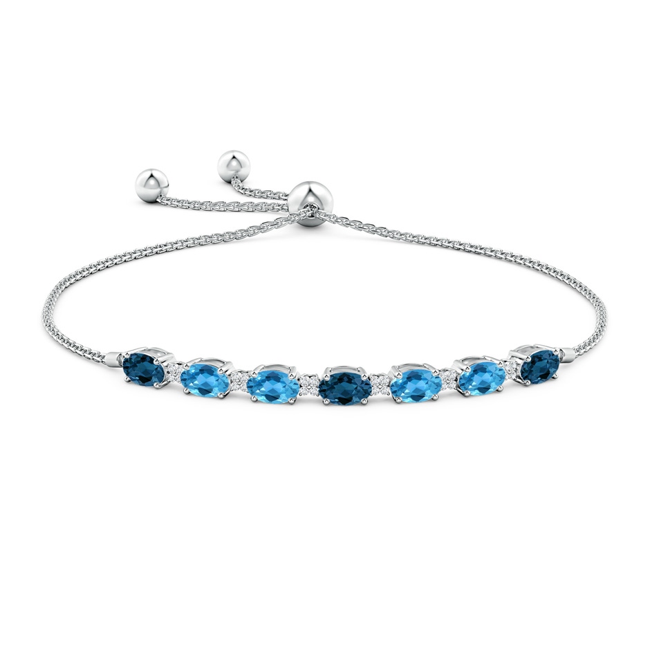 6x4mm AAA Oval London and Swiss Blue Topaz Bolo Bracelet in White Gold side-1