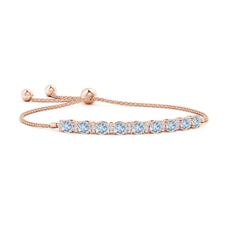 4mm A Aquamarine Bolo Bracelet with Diamond Accents in Rose Gold