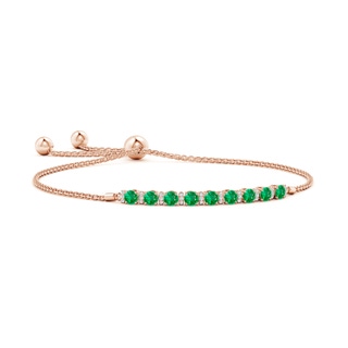 3mm AAA Emerald Bolo Bracelet with Diamond Accents in Rose Gold