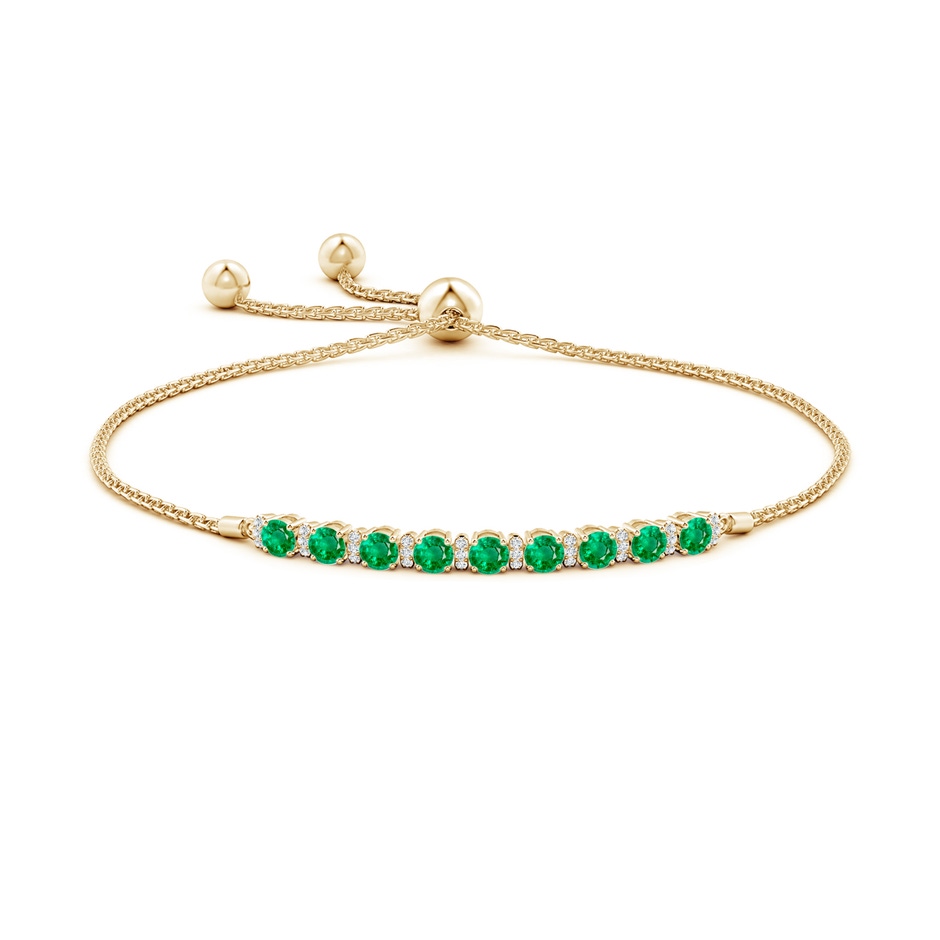 3mm AAA Emerald Bolo Bracelet with Diamond Accents in Yellow Gold side-1