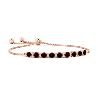 4mm A Garnet Bolo Bracelet with Diamond Accents in Rose Gold