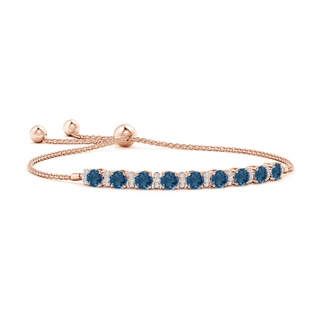 4mm AA London Blue Topaz Bolo Bracelet with Diamond Accents in Rose Gold