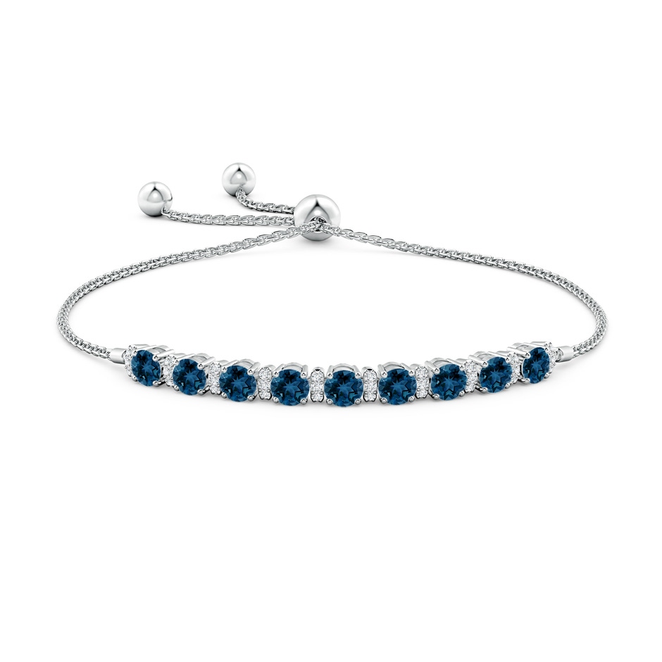 4mm AAA London Blue Topaz Bolo Bracelet with Diamond Accents in White Gold side-1