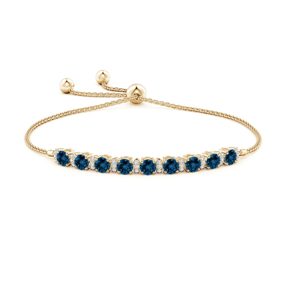 4mm AAA London Blue Topaz Bolo Bracelet with Diamond Accents in Yellow Gold side-1