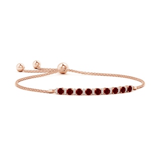 3mm AAAA Ruby Bolo Bracelet with Diamond Accents in Rose Gold
