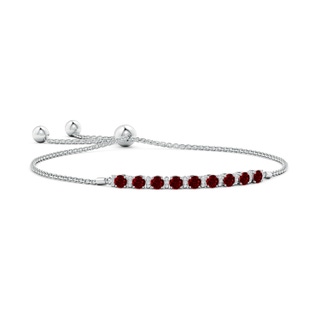 3mm AAAA Ruby Bolo Bracelet with Diamond Accents in White Gold