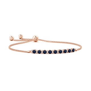 3mm A Sapphire Bolo Bracelet with Diamond Accents in Rose Gold