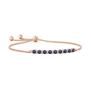 3mm AA Sapphire Bolo Bracelet with Diamond Accents in Rose Gold