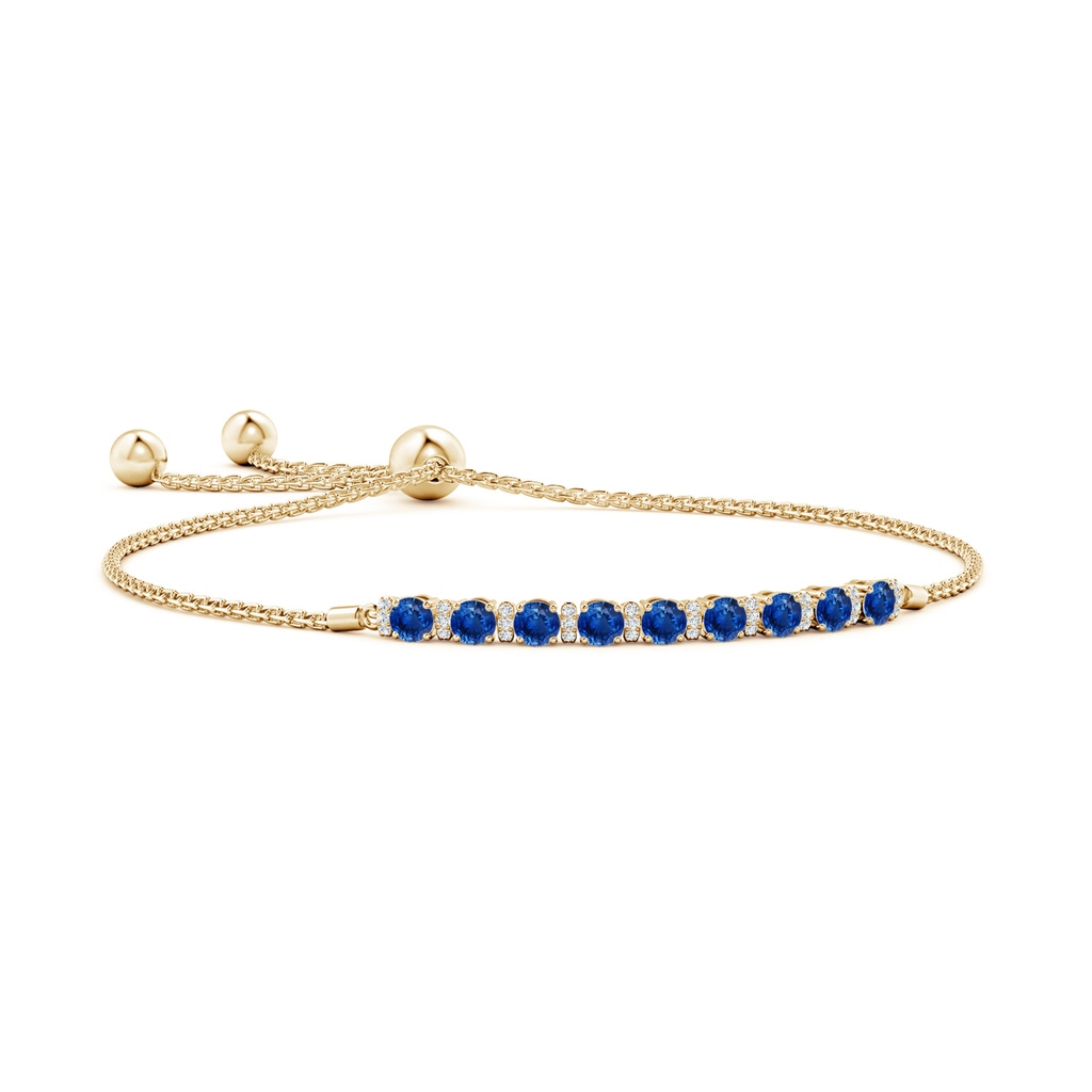 3mm AAA Sapphire Bolo Bracelet with Diamond Accents in Yellow Gold