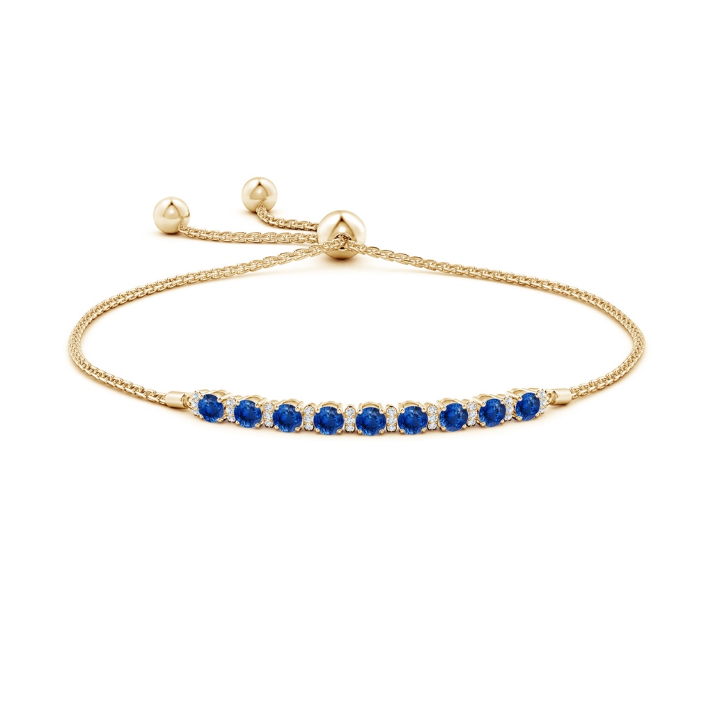 3mm AAA Sapphire Bolo Bracelet with Diamond Accents in Yellow Gold Side-1