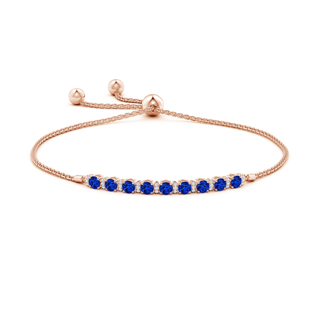 3mm AAAA Sapphire Bolo Bracelet with Diamond Accents in Rose Gold Side-1