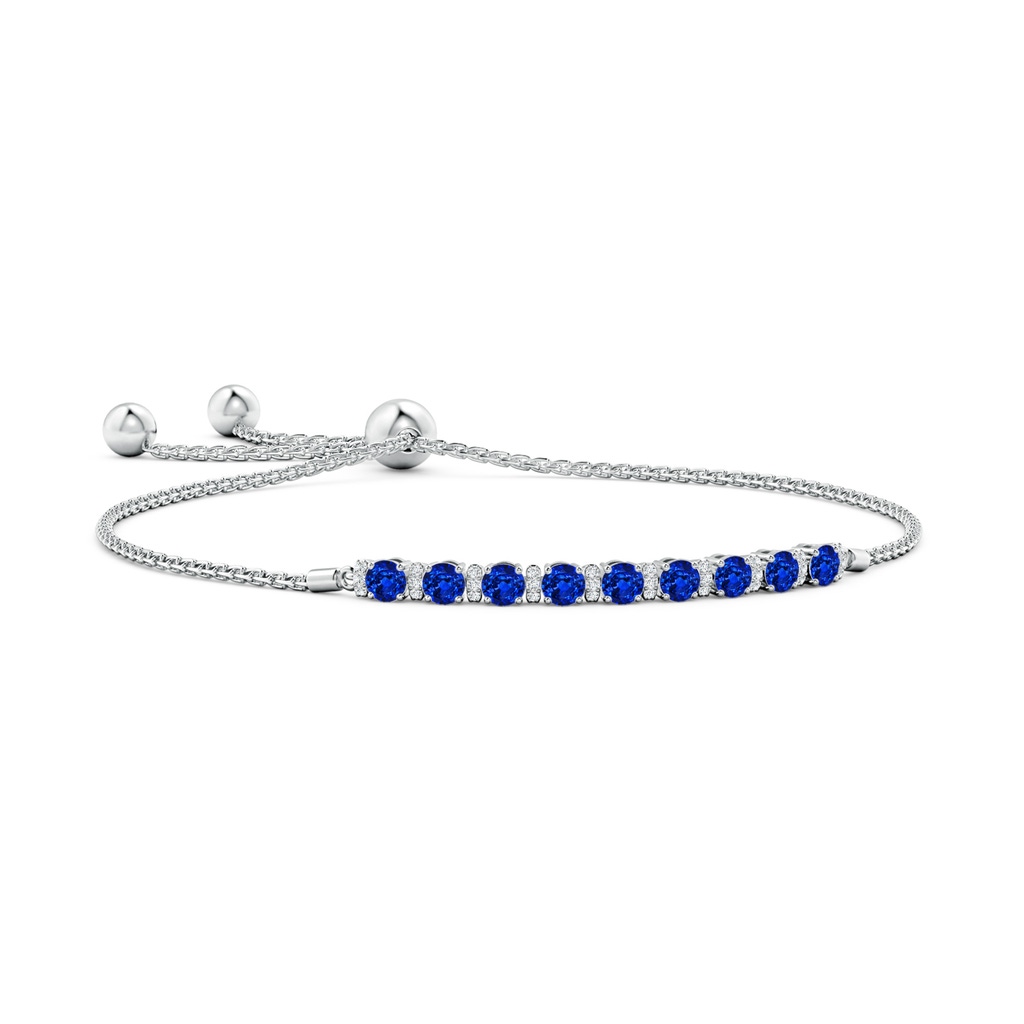 3mm AAAA Sapphire Bolo Bracelet with Diamond Accents in White Gold