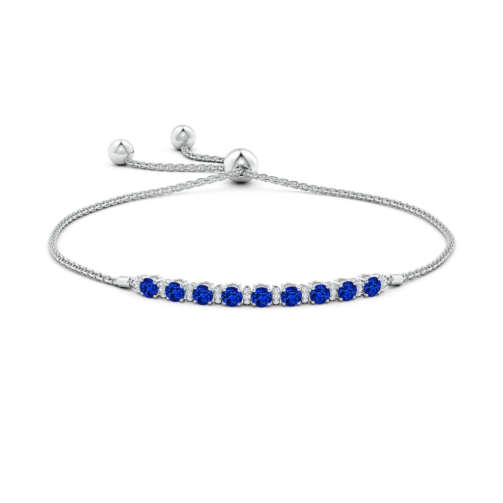 3mm AAAA Sapphire Bolo Bracelet with Diamond Accents in White Gold Side-1