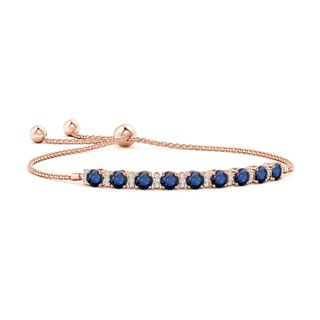 4mm AA Sapphire Bolo Bracelet with Diamond Accents in Rose Gold