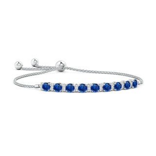 4mm AAA Sapphire Bolo Bracelet with Diamond Accents in White Gold